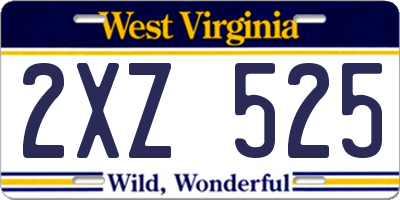 WV license plate 2XZ525