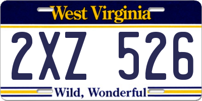WV license plate 2XZ526