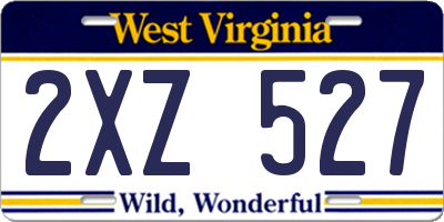 WV license plate 2XZ527