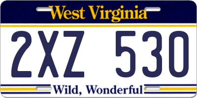 WV license plate 2XZ530