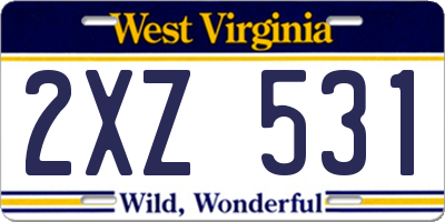 WV license plate 2XZ531