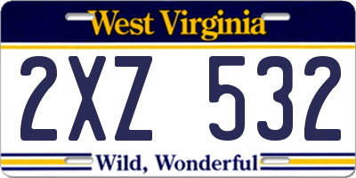WV license plate 2XZ532