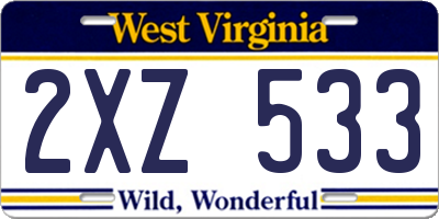 WV license plate 2XZ533