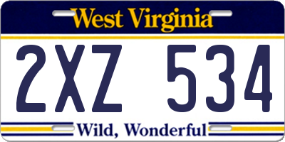 WV license plate 2XZ534