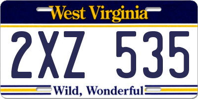 WV license plate 2XZ535