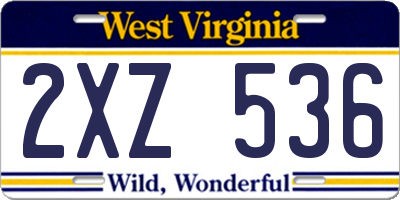 WV license plate 2XZ536