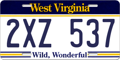 WV license plate 2XZ537