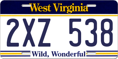 WV license plate 2XZ538
