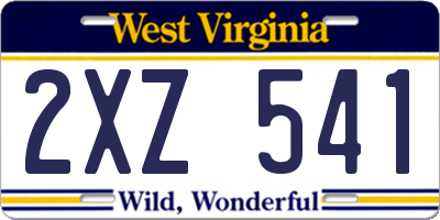 WV license plate 2XZ541