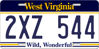 WV license plate 2XZ544