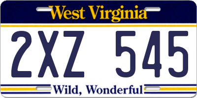WV license plate 2XZ545