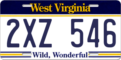 WV license plate 2XZ546