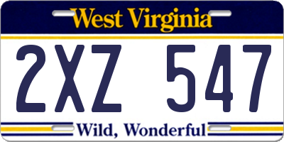 WV license plate 2XZ547
