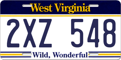 WV license plate 2XZ548