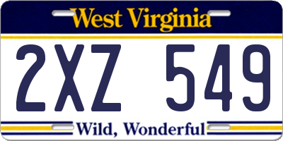 WV license plate 2XZ549