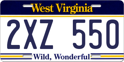WV license plate 2XZ550