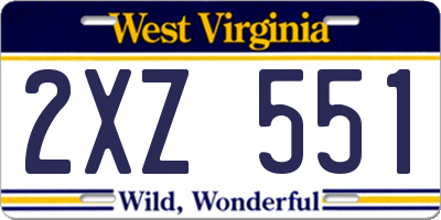 WV license plate 2XZ551