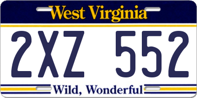 WV license plate 2XZ552