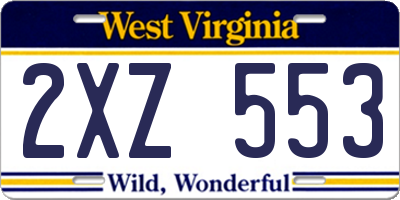 WV license plate 2XZ553