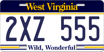 WV license plate 2XZ555
