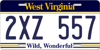WV license plate 2XZ557
