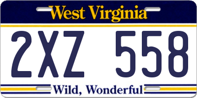 WV license plate 2XZ558
