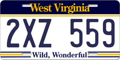 WV license plate 2XZ559