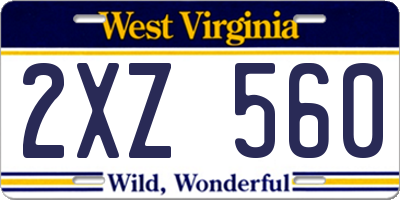 WV license plate 2XZ560