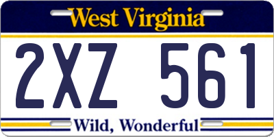 WV license plate 2XZ561