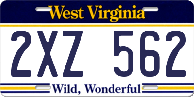 WV license plate 2XZ562