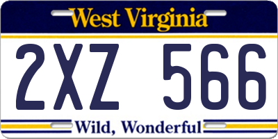 WV license plate 2XZ566