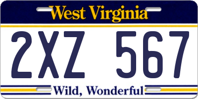 WV license plate 2XZ567