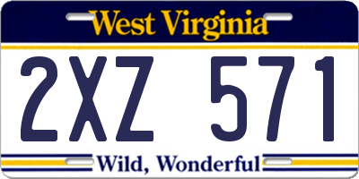 WV license plate 2XZ571