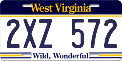 WV license plate 2XZ572