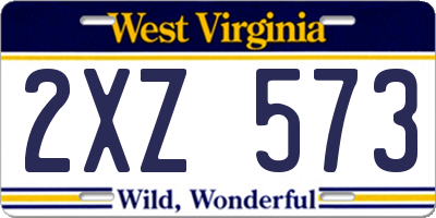WV license plate 2XZ573