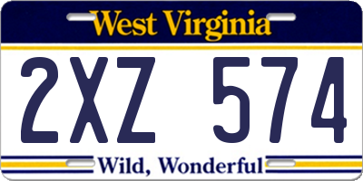 WV license plate 2XZ574