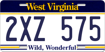WV license plate 2XZ575