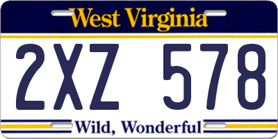 WV license plate 2XZ578
