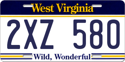 WV license plate 2XZ580