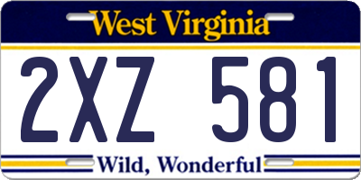 WV license plate 2XZ581
