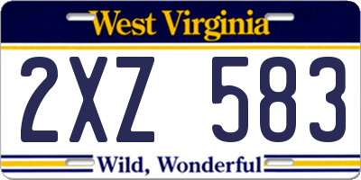 WV license plate 2XZ583