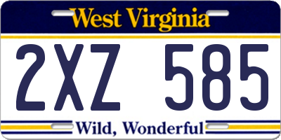 WV license plate 2XZ585
