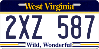 WV license plate 2XZ587