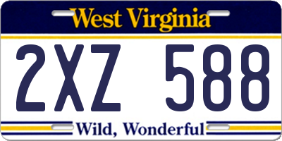 WV license plate 2XZ588