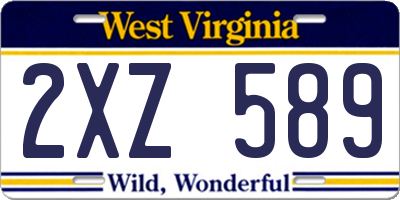 WV license plate 2XZ589