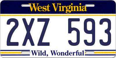 WV license plate 2XZ593