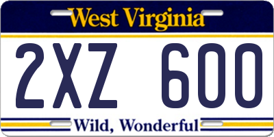 WV license plate 2XZ600