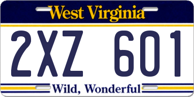 WV license plate 2XZ601