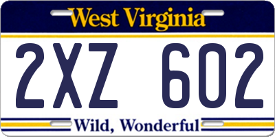 WV license plate 2XZ602