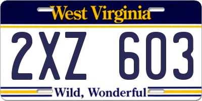 WV license plate 2XZ603
